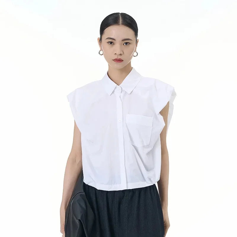 2024 Summer New Plus Size Women's Loose Fit Slimming Sleeveless Short Sleeve Shirt Cropped Trendy Cool Clothing