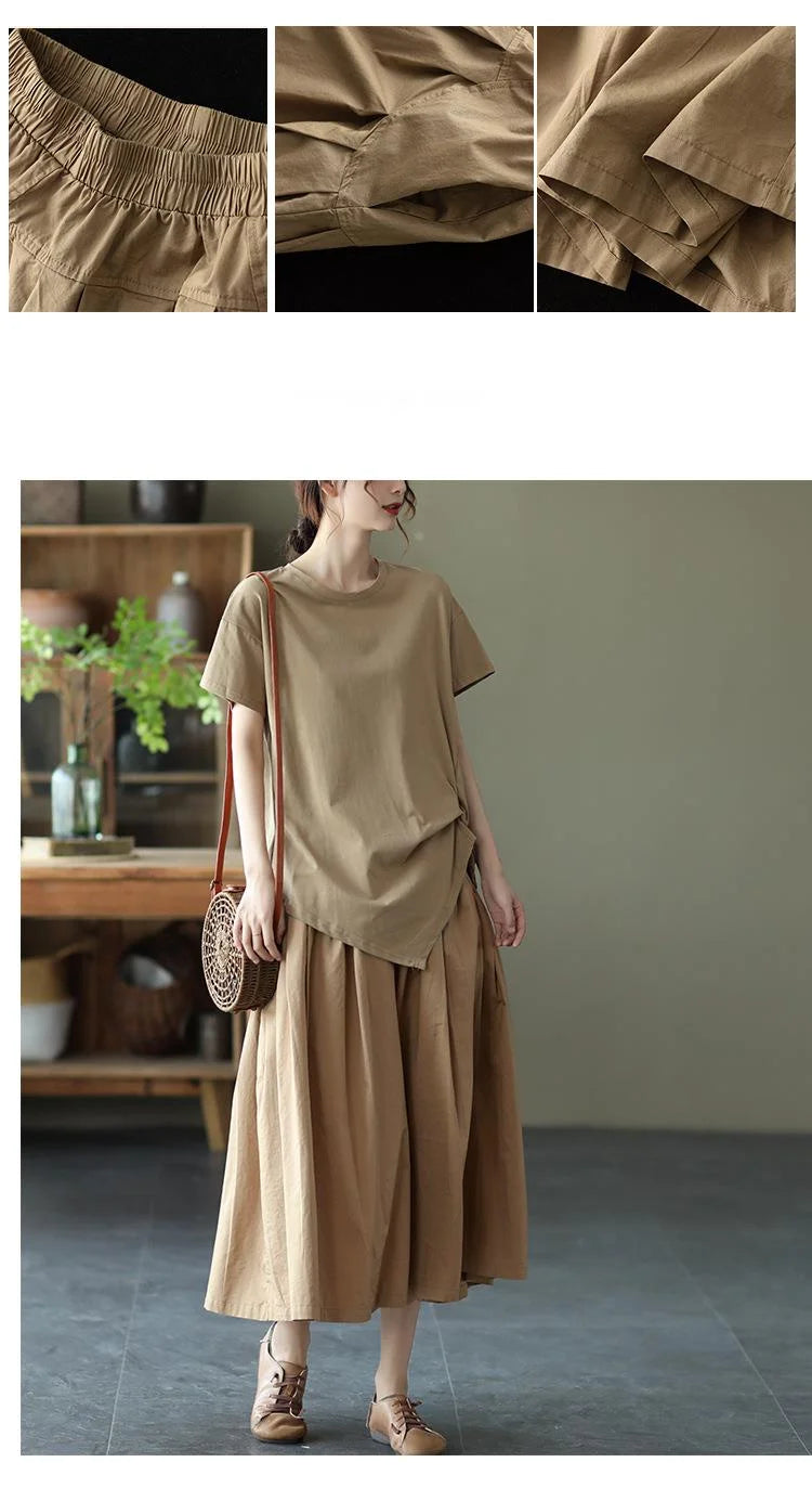 Max LuLu Japan Style Summer Streetwear Fashion Women Khaki A-Line Skirts Ladies Elastic Casual Long Skirt Girls Vintage Clothes