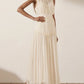TWOTWINSTYLE Vintage Ruched Dress For Women Stand Collar Sleeveless High Waist Chiffon Midi Dresses Female 2022 Fashion New