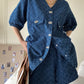 Women's Denim Short Sleeve Top and Shorts Two Piece Suit French Fashion Spring Summer Cowgirl Top Streetwear Korean Leisure New