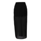 Tuularose Black Mesh Skirt Women's Sexy Perspective High Waist Slit Hip Cover Skirt Summer Fashion Casual Office Lady Skirt 2025