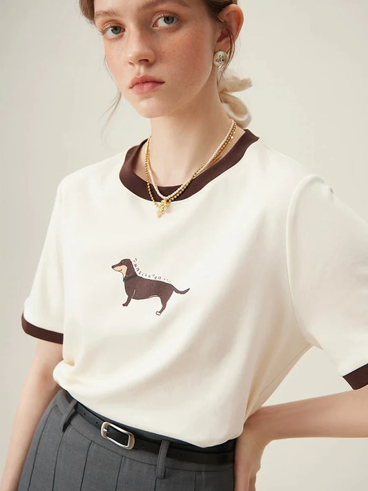 FSLE Women T shirt Korean Short Sleeve Tees Round Neck Women T-Shirts Animal Print Summer Oversized Female Loose Casual Tee