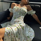Summer Hot Sale Of The Season Designer Bohemian Print Dress Luxury Ethnic Style Women's Dress V-Neck Long Sleeve Maxi Dress for
