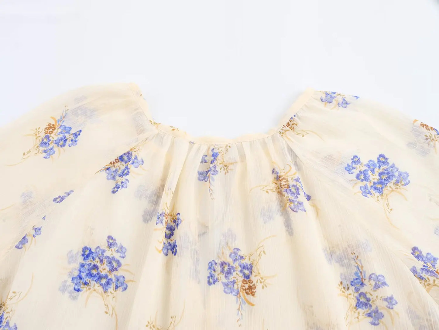 PB&ZA Women's Blouse Off - the - Shoulder Design with Floral Print Puff Sleeves and Front Button - down for a Feminine Look