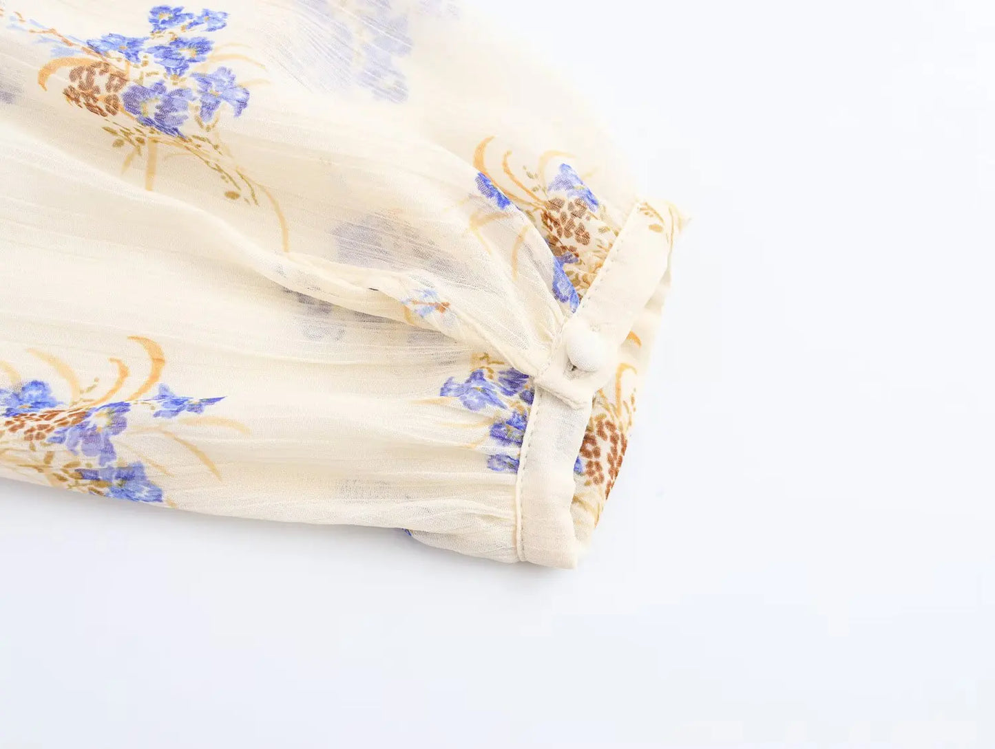 PB&ZA Women's Blouse Off - the - Shoulder Design with Floral Print Puff Sleeves and Front Button - down for a Feminine Look