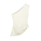 TRZA Women's Asymmetric Draped Blouse One Shoulder Side Zipper Chic Fashion Top Female Shirt