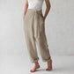 Women Solid Color Elastic Binding Foot Casual Pocket Pants Summer 2024 Elegant Lady Cotton Line High Wasit Women Pants