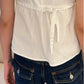 2024 New White Lace Tied Square Neck Summer T-shirts Chic Elegant Short Sleeve Tee Cotton Y2K Street Casual Bow Tie-up Top Women