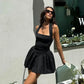 Trendix Ruffle Mini Dress Femme Sexy Backless Patchwork Sleeveless Slim A-Line Dress Vacation Casual Beach Party Elegant Dresses
