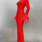 STOCK Shining Diamonds Neck Flare Sleeve Black Long Bandage Dress Elegant Woman Evening Party Dress Cocktail Party Outfit