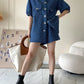 Women's Denim Short Sleeve Top and Shorts Two Piece Suit French Fashion Spring Summer Cowgirl Top Streetwear Korean Leisure New