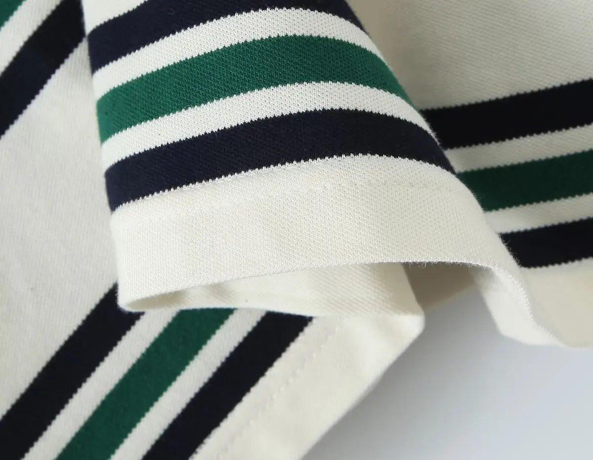 Summer 2025 Polo Shirts Woman Long Sleeve Tops Women Striped Vintage Clothes Polo Shirts Mujer Streetwear Casual Tops Brown