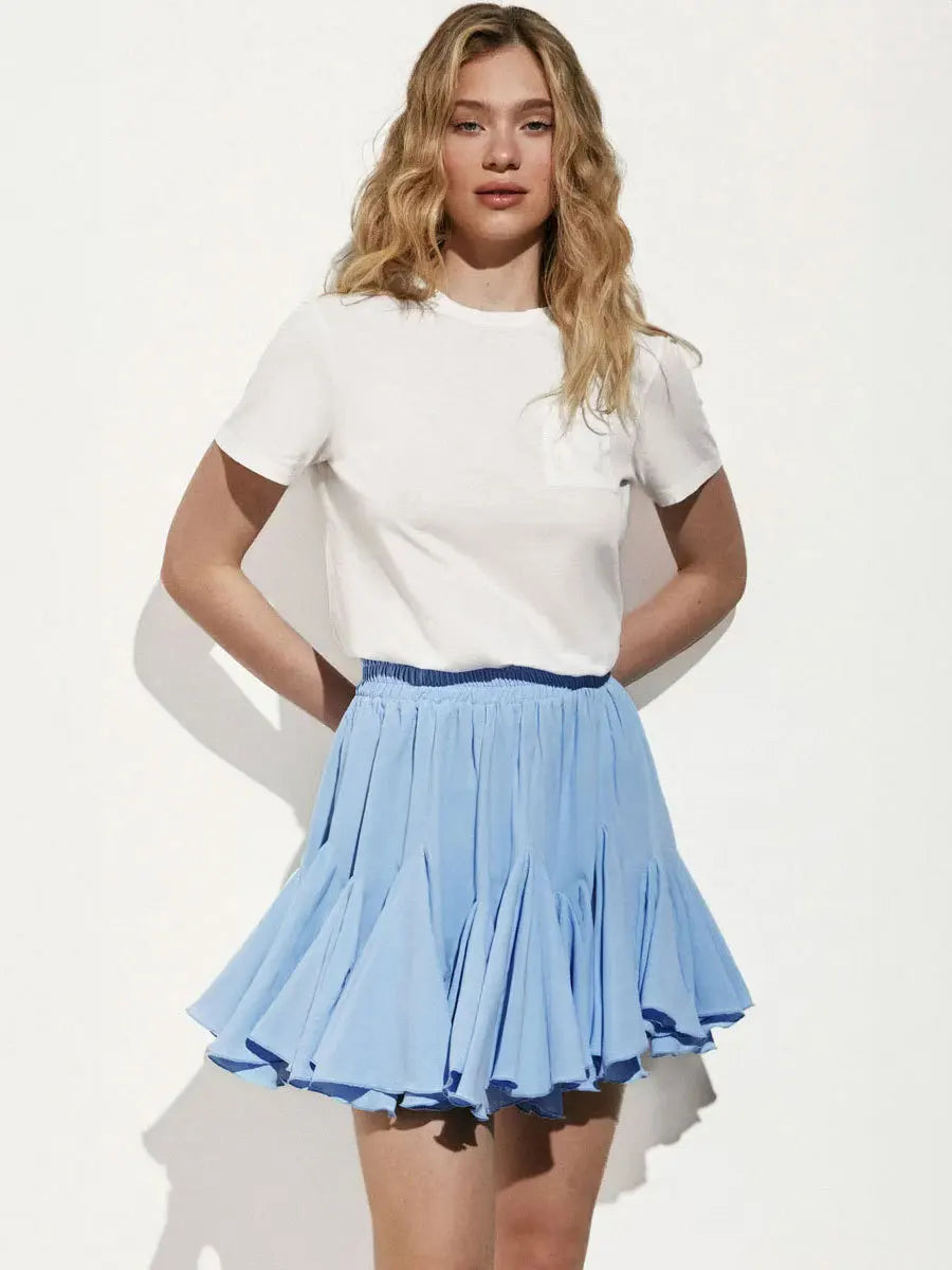 Tuularose Summer Ruffle Short Skirt Women 2025 Summer New Y2k Pleated Patchwork Skirt Casual Streetwear Office Lady Female Skirt