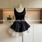 French Elegant Princess Style Slim Dress Women Mesh Black White Contrasting Puffy Dresses Summer Hepburn Chic Party Clothes 2025