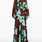 Evening Dresses  Vacation Style Elegant Socialite Printed Off Shoulder Slit Dress