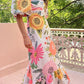 Fashion Square Collar Printed Long Dress Women Elegant Casual Short Puff Sleeved Dresses 2024 Summer Chic Female Vacation Robes