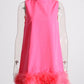 TWOTWINSTYLE Feather Fur Dress For Women O Neck Sleeveless Loose Tassel A Line Dresses Female Streetwear 2022 Summer Fashion New