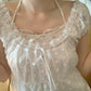 2024 New White Lace Tied Square Neck Summer T-shirts Chic Elegant Short Sleeve Tee Cotton Y2K Street Casual Bow Tie-up Top Women