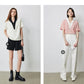 TOYOUTH Women Contrasting Colors POLO Collar T-shirt 2025 Summer New Short Sleeved Top