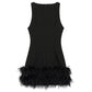 TRAF Women's Dress Feathers Sleeveless Mini Dress Elegant Black Short Dresses Bodycon Party Dresses Woman Vest Christmas Dress