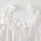 2024 New White Lace Tied Square Neck Summer T-shirts Chic Elegant Short Sleeve Tee Cotton Y2K Street Casual Bow Tie-up Top Women