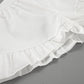 Tuularose White V-neck Shorts Set 2025 Summer Patchwork Lacing Cotton Linen Loose Women Two Piece Casual Solid Long Sleeve Suit