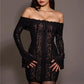 Oligai Winter Lace Long Sleeve Evening Party Dresses Women 2025 Black Sexy Elegant Maxi Dress Fashion Long Wedding Guest Dress