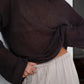 Original Fashion Hollow Out Knit Shirt Spring And Summer Women's Perspective Thin O-Neck Loose Elastic Long Sleeve Knit T-shirt