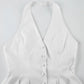 Tuularose White Sexy Top Elegant V Neck Slim Sleeveless Backless Top Casual Beach Vacation High Street Commuter Female Tops 2025