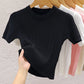 2025 Summer T shirts for Women Casual Female Korean Knit Streetwear Tees Basic Solid Young Cool Tops