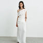 Elegant High-Waisted A- Line Skirt For Women Summer Commuting Long Dress Textile Song WhiteDrapedSideSlitLongDress