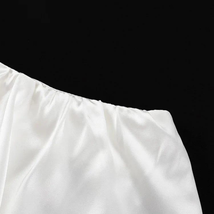 Office Lady Elegant Female Casual  Satin Mini Skirt Women Korean Fashion High Waist A-line Vintage White Balloon Skirt
