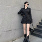 HOUZHOU Black Shirt Dress Women Elegant Vintage Long Sleeve Dresses Sexy Gothic Pleated Streetwear Turn-down Collar Casual Robe