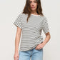 Wolfeel Summer Short Sleeve Striped T-Shirts Women Knitted Basic Casual Tops Female Cozy Loose Cotton Tees