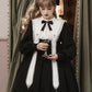 Contract Color Lolita Dress for Women Gothic Style Dark Girl Japanese Retro Op Dress Autumn and Winter Long Sleeve Black Dress