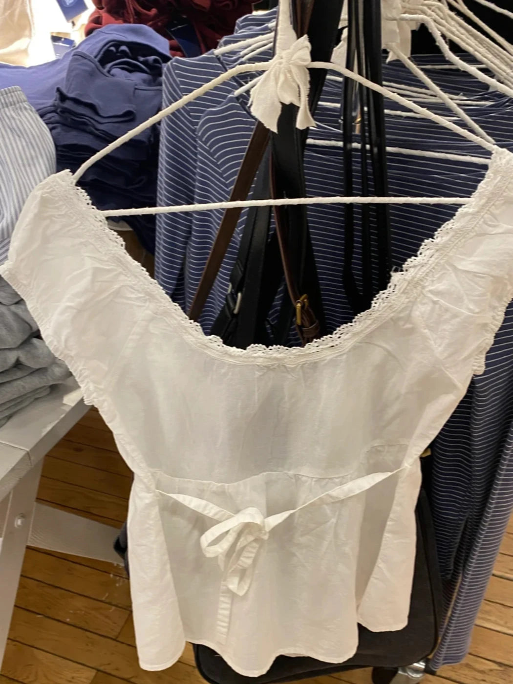 2024 New White Lace Tied Square Neck Summer T-shirts Chic Elegant Short Sleeve Tee Cotton Y2K Street Casual Bow Tie-up Top Women