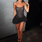 Talenza Black Lace Strapless Dress Women's Sexy Sleeveless Pleated A-Line High Waist Dress Backless Off Shoulder Y2k Party Dress