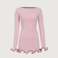 TARUXY Spring New Knitted Mini Dress For Women Fungus Contrast Color Slim Sweater Dress Elegant Female Party Clothes Long Sleeve