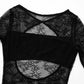 Talenza Lace Sheer High Waist Mini Dress Women's Solid Color Patchwork Print Short Dress Sexy Slim Long Sleeve Mini Dress Y2k