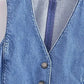 TRZA Women Fashion Front Button Denim Waistcoat Vintage V Neck Sleeveless Female Outerwear Chic Vest Tops