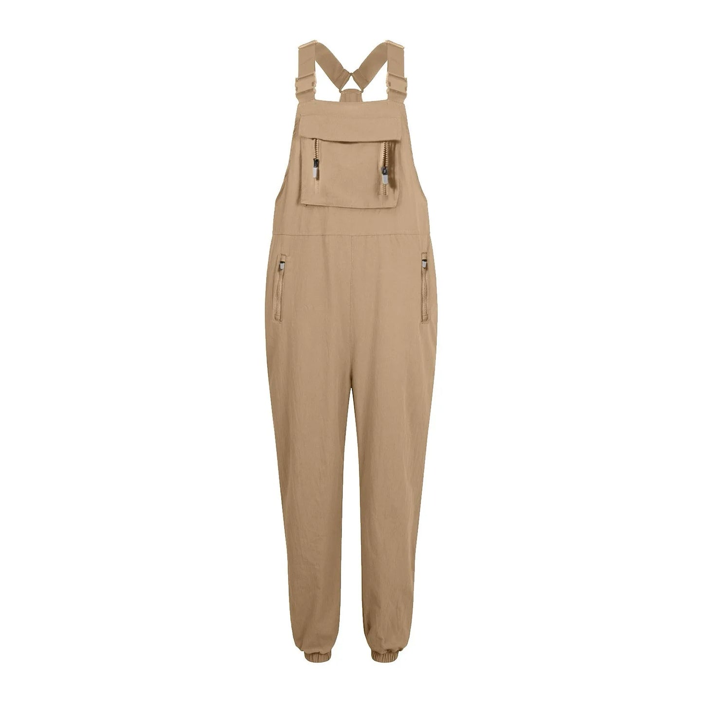Women'S Jumpsuits Summer Fashion Casual Loose Wide Leg Jumpsuits Solid Color Insert Pockets Retro Button Strap Jumpsuits