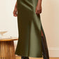 Long Satin Skirts For Women Summer High Quality Skirt With Slit On The Side Silk Elegant Black Maxi Luxury Women's Skirts 2025