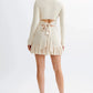 Tossy Ruffled Bow Knit Mini Dress Women's Summer Backless Contrast Cardigan Lace-Up Elegant Dress Female Knitwear Bandage Dress