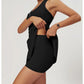 Yoga skirt anti-slip sports dress outdoor one-piece zip tennis skirt running fitness badminton dresses