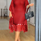 Znaiml Elegant Batwing Sleeve Tassel Slim Birthday Party Black Midi Dresses Women Sexy Evening Prom Bodycon African Vestidos New