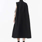 [EAM] Women Green Pocket Hem Drawstring Big Size Vest Dress New Stand Collar Sleeveless Fashion Tide Spring Autumn 2025 1DJ0147