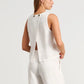 Wolfeel Cotton Linen Vest  Wide Leg Long Pants Set Women's Pants Sleeveless Top Casual Suit 2025 Spring Summer New Pant Sets