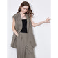TOYOUTH Women Blazer 2025 Spring New Old Money Style Back Split Mid Length Sleeveless Elegant OL Workwear Jacket