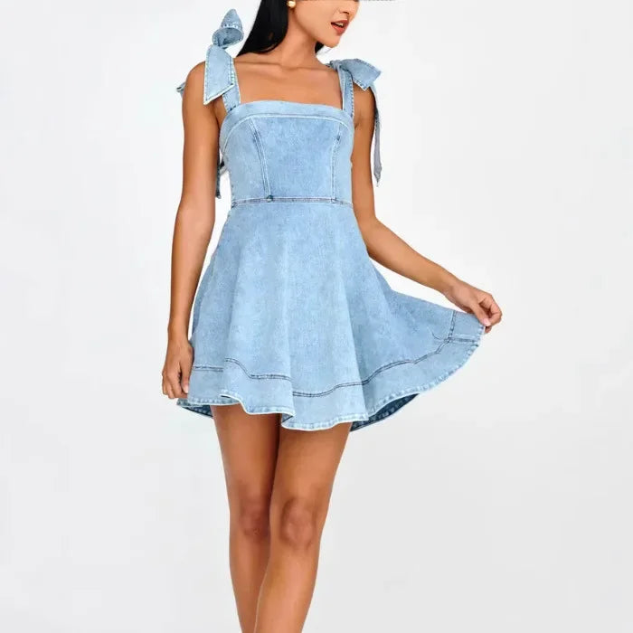 Elegant Commuter Fashionable Strapless Denim Women's Dress New Summer 2025 Quality Clothing Sleeveless Other Patterns