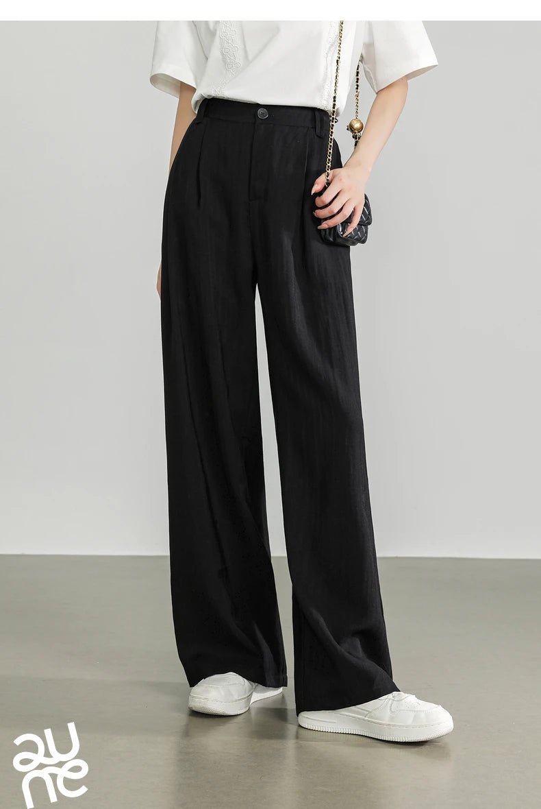 TOYOUTH Women Casual Pants 2024 Summer New Wide Leg Lightweight Linen Japanese Lazy Mountain Yamamoto Pants